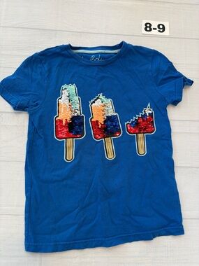 Mini Boden Blue Sequin Popsicle Short Sleeve Tee